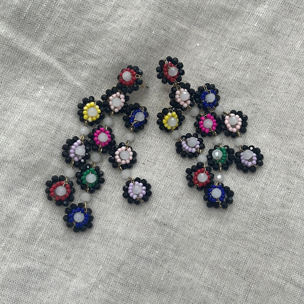 Bauble bar flower chandelier earrings